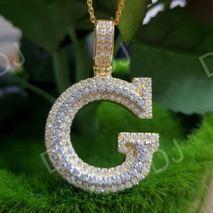 Rundschliff Diamant G Initial Halskette, Anfangsbuchstabe Gold über Anhänger Personalisierte Buchstaben Halskette, Frau Geschenke, Geburtstagsgeschenk für Sie