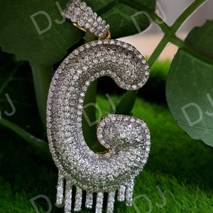 Rundschliff Diamant G Initial Halskette, Anfangsbuchstabe Gold über Anhänger Personalisierte Buchstaben Halskette, Frau Geschenke, Geburtstagsgeschenk für Sie