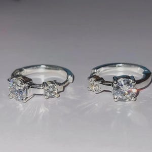 Diamond Huggie Hoop Earrings Round Simulated Diamond 14K White Gold Finish Silver Solitaire Dangle Earrings Clip On Earrings Gift For Her