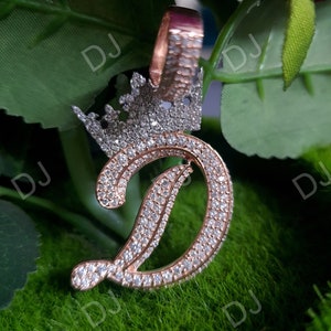 Runder Diamant D Anfangsname Halskette, Krone Anfangsbuchstabe Gold über Anhänger Personalisierte Buchstabenhalskette, Frauengeschenke, Geburtstagsgeschenk für Sie