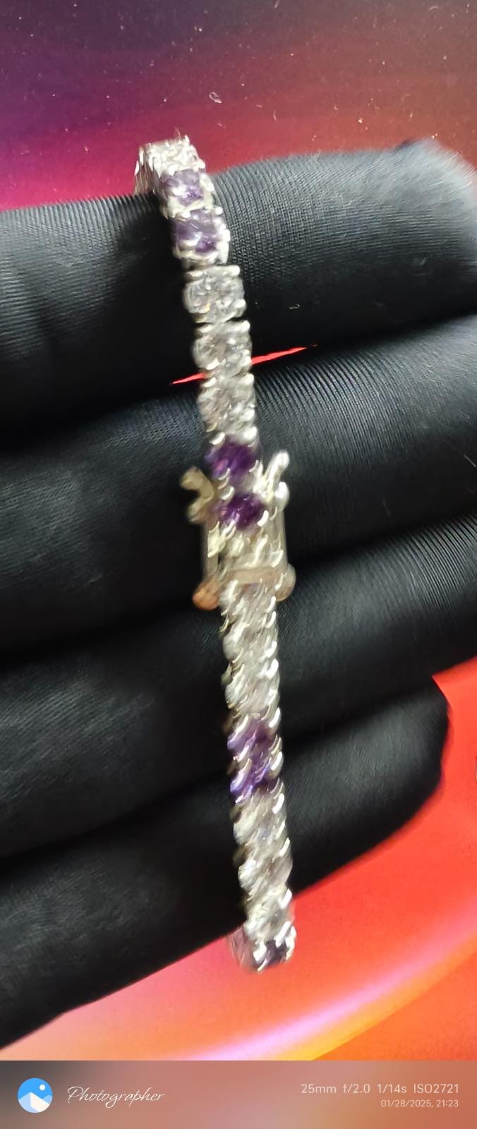 テニスブレスレット 7.5インチ ラウンドカット 10カラット 模造