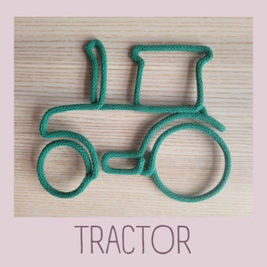 Wire Tractor - Knitted wire shape - Kids decor - wire vehicle - Wire wall art - Wall hanging