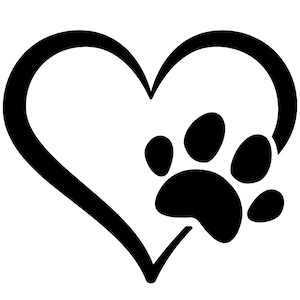 Herz mit Pfotenabdruck Sofortiger Download - 2 PNG, 2 JPEG, 2 SVG, schwarz und weiß, digitaler Download