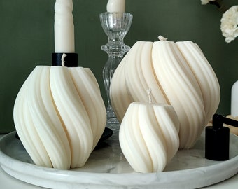 Twirl Kerze | Handgefertigt | Skulptur | Spiral | Kugel | Wave Candles