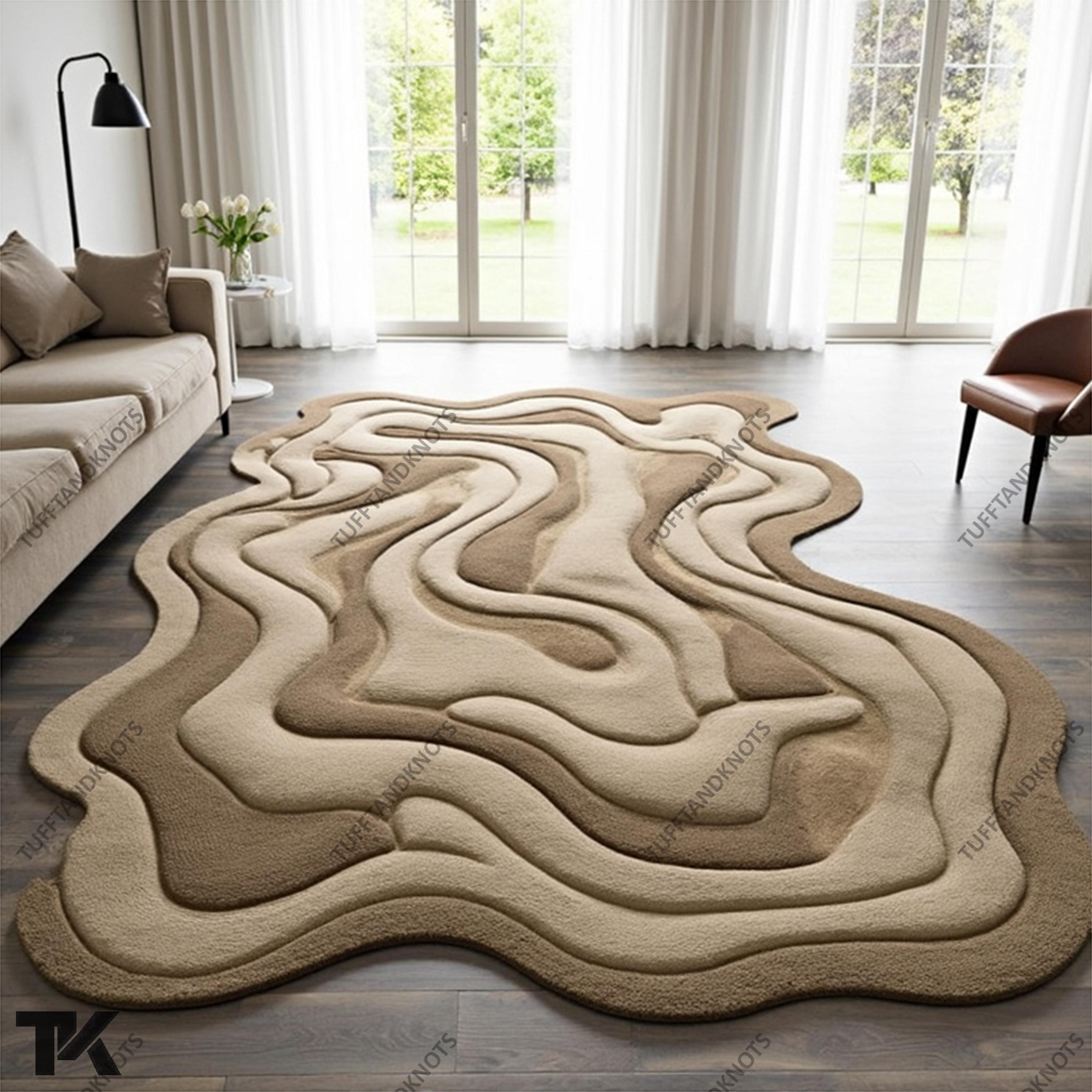 Wave Rug by Sonya Winner - Hand-Tufted Wool, Vibrant Beige Tone Area Rug for Modern Living