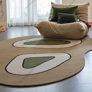 Tappeto in lana annodato a mano: design retrò astratto a macchia