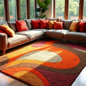 Multicolor Abstract Irregular Hand Tufted Melting Wool Rugs For Kids Room, Modern Area Rugs For Bedroom, Custom Living Room Rugs
