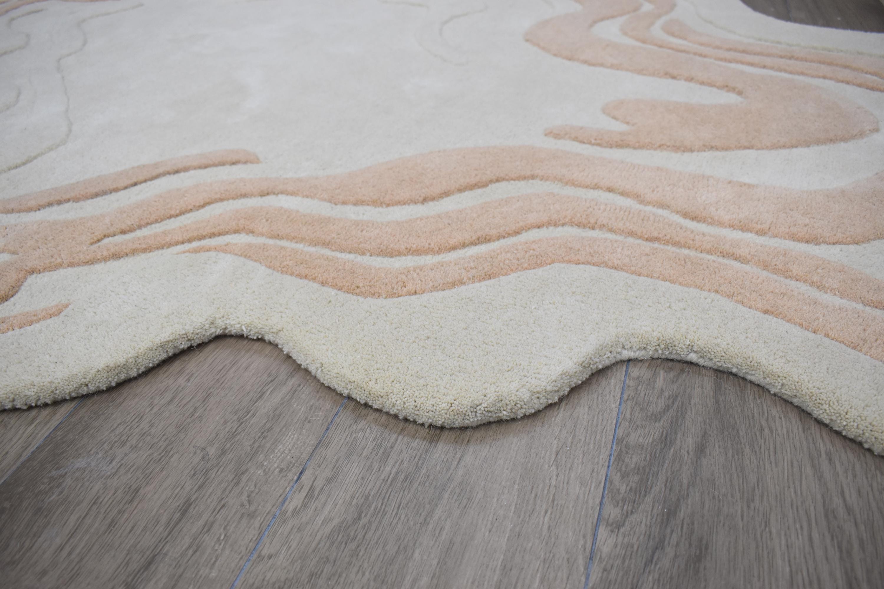 Hand-tufted Wool Area Rug, Winding Angle Design, Modern Irregular Rug ...