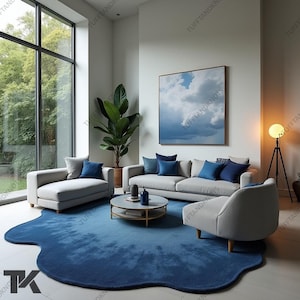Sky Blue Woolen Rug: Modern Handmade Rug for Home Decor
