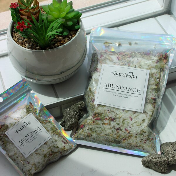 Abundance, Bath Salts, Aroma Therapy, Bath Soak, Prosperity, Sage, Ritual Bath Salt, Bridesmaid Gift, Meditation, Spa Gift Set, Manifest