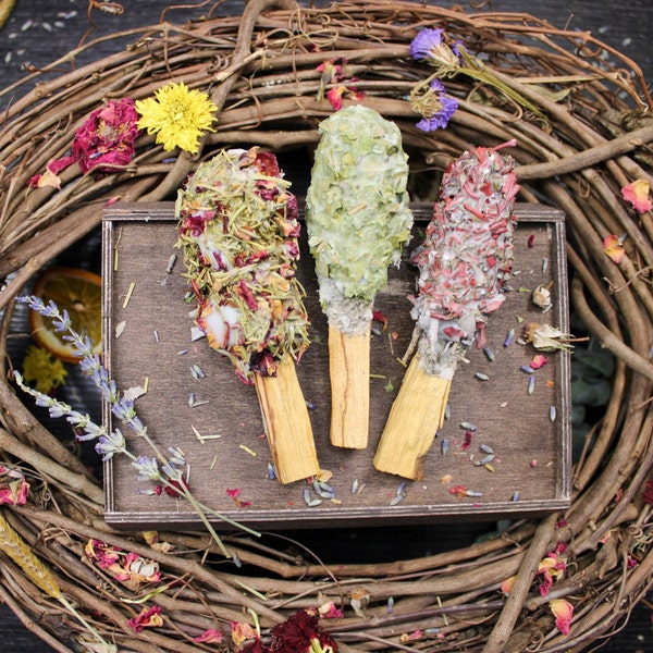 3 pack Palo Santo with Herbs, Palo Santo Pop, Cleansing items, Smudging stick, Witchy Items, Witchy Gift, Christmas Gift, Palo Santo Gift