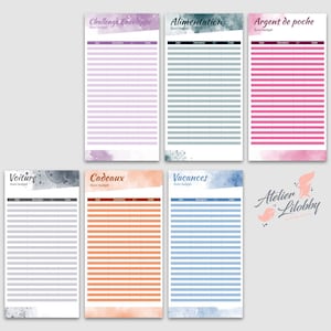 Intercalaire Enveloppe Budget A6 (Aquarelle) - Atelier Lilobby