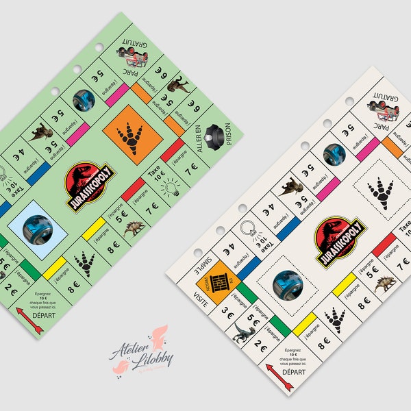 Intercalaire Enveloppe Budget inspiration Monopoly/Jurassic Park (Challenge Jurassikopoly)