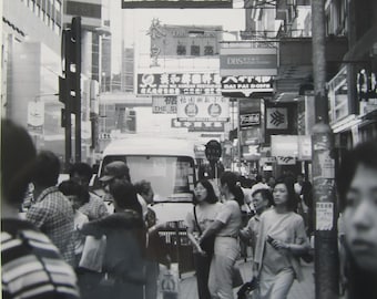 Hong Kong Street Scene - "Canton Road" (2000) - Modern Wall Art Print Black and White Photograph Asian Urban City Scene