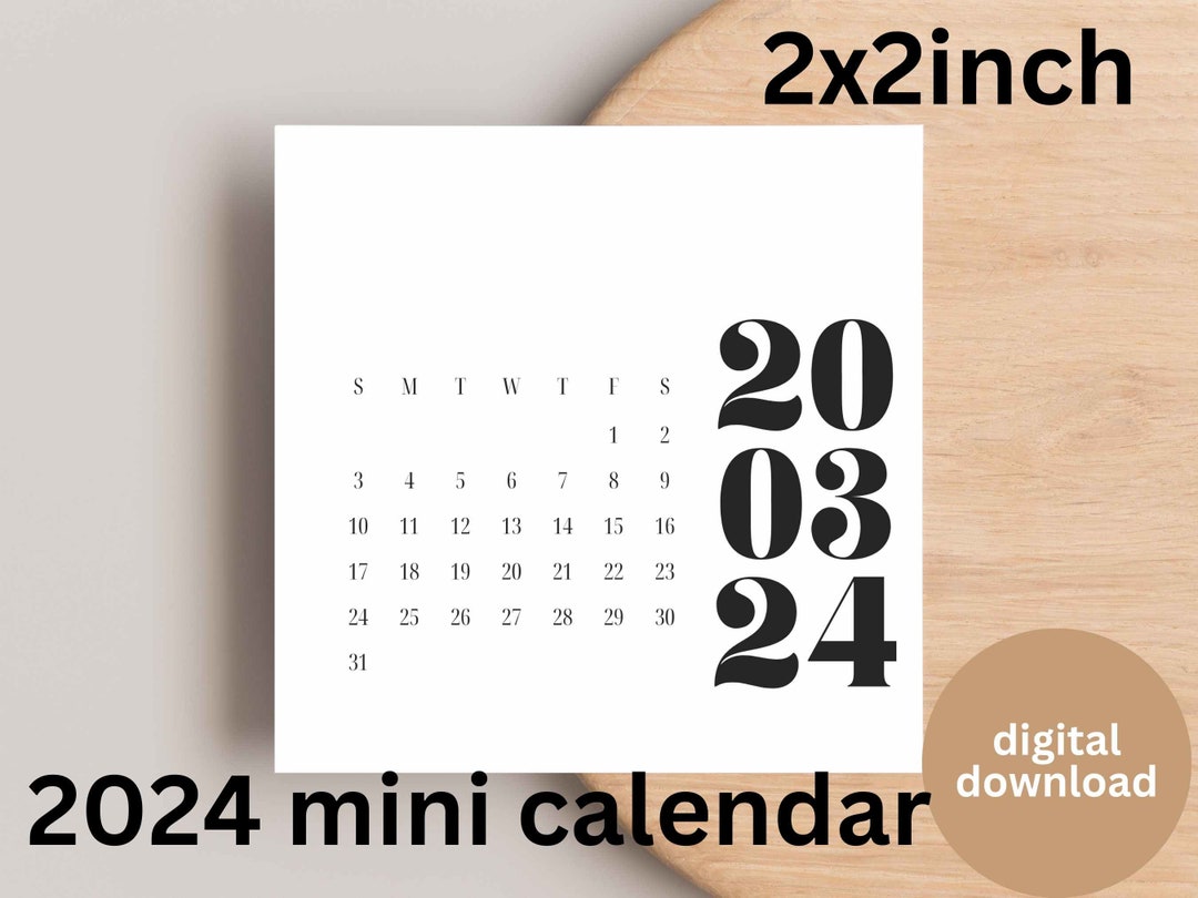 2025 Mini Calendar Printable PNG PDF Minimalist Monthly Desk Etsy