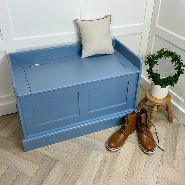 Handmade Shaker Hallway Shoe Storage Bench: Custom Painted Seat