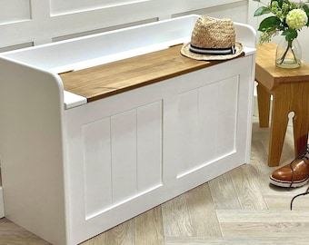 Solid Wood Storage Bench | Hallway Shoe or Window Seat, Custom Paint Color (915mm)