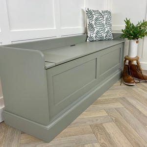 Solid Wood Storage Bench: Shaker Panel Hall Seat, Custom Paint Color