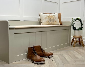 Solid Wood Storage Bench | Hall Window Seat, Custom Paint Color (1525mm)