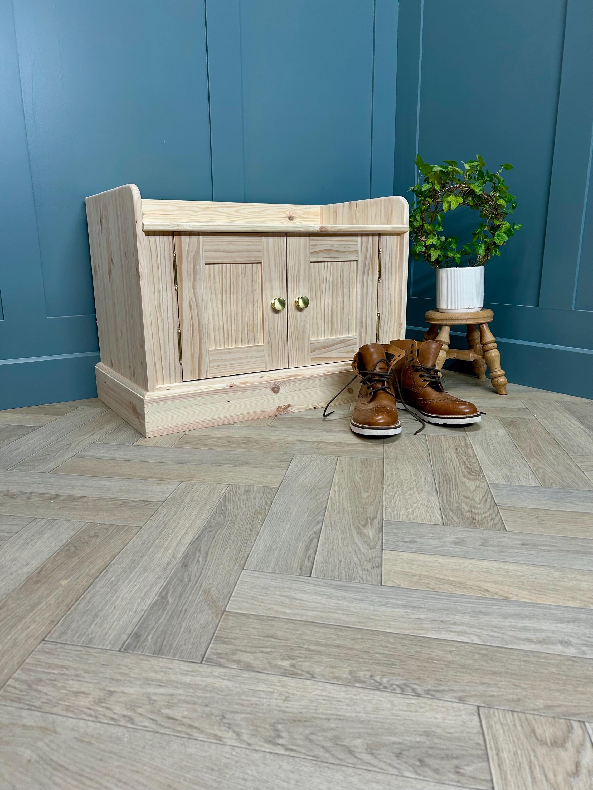 Solid Wood Storage Bench Seat Shaker Doors Entryway