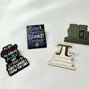 Funny Pins for Mathematicians and Scientists, Maths and Science Lanyard Pins, Enamel Pins For Scientists, Science Inspired Enamel Pins