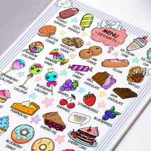 Zabawne Menu do zabawy w udawanie dla dzieci SWEET-SHOP, Pobieranie cyfrowe, Menu deserów dla dzieci