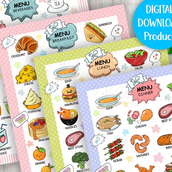 Lunch Menu Template for Kids - Etsy