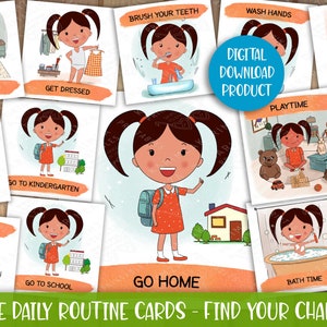 Cartes du programme quotidien, tableau des programmes pour tout-petits, rythme quotidien, programme visuel pour les enfants, tableau des tâches ménagères, téléchargement numérique imprimable