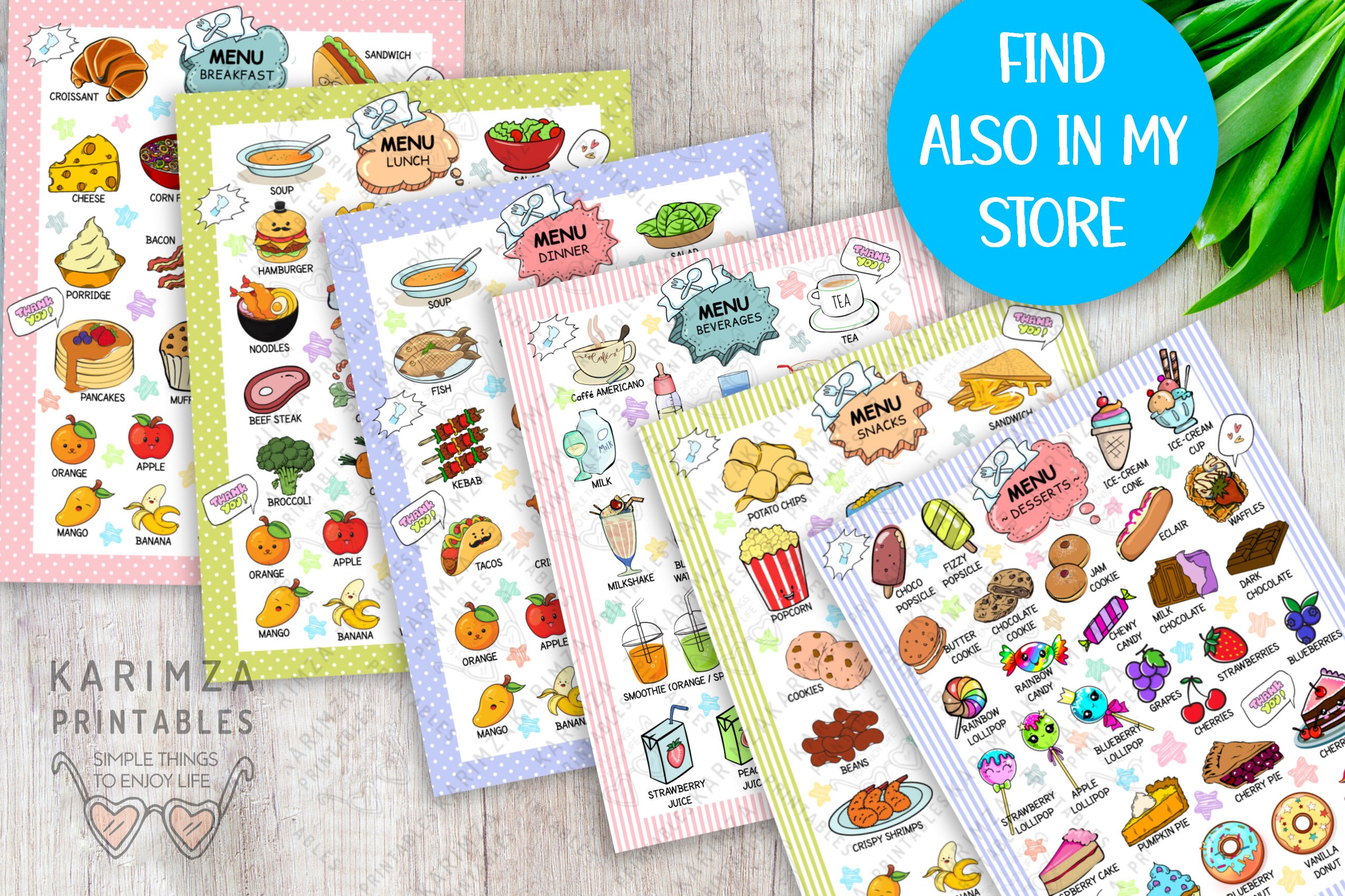 Pretend Play Cafe Menu for Kids, Digital Download, Printable Coffee