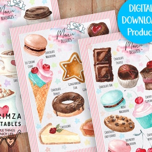 Cardápio de Café de Faz de Conta para Crianças, Download Digital, Cardápio de Cafeteria para Imprimir, Cardápio de Bebidas, Cardápio de Sobremesas para Crianças