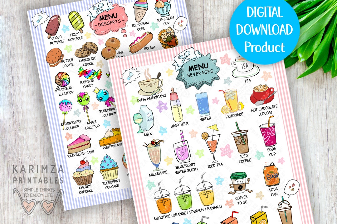 Pretend Play Cafe Menu for Kids, Digital Download, Printable Coffee