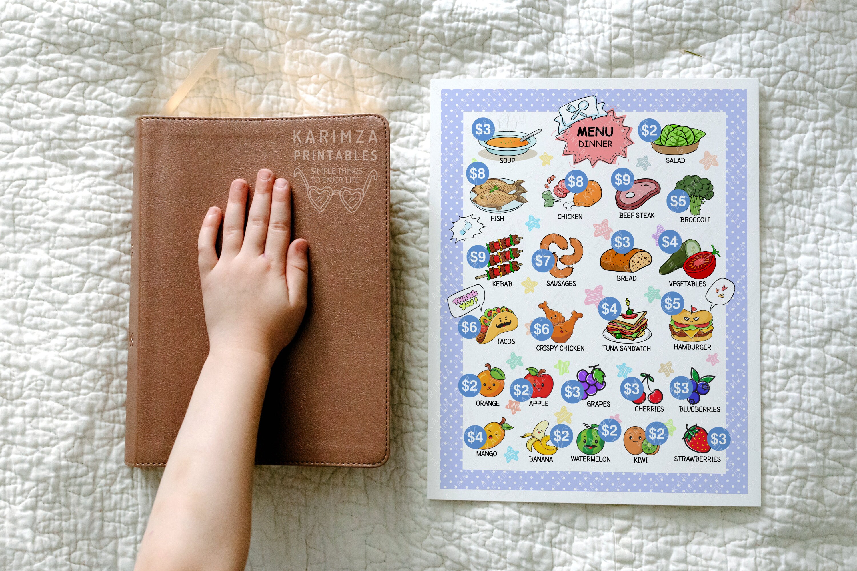 Pretend Play Restaurant Menu With Price, Digital Download, Kids ...