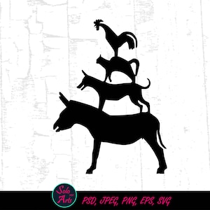 Bremen Town Musicians - Landmark - Silhouette // Plotter file, DIY, Clip Art, Illustration, black