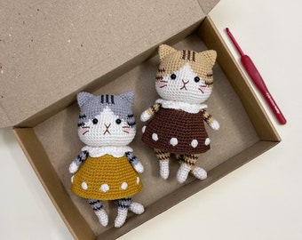 Cute Cat Crochet Amigurumi Finished Doll For Girl, Cute Handmade Crochet Cat Plush For Home Decor, Little Cat Gifts For Cat Lovers