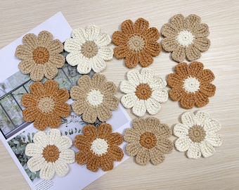 5 stuks bloem applique voor ambachten, witte margriet bloem patch, schattige gehaakte madeliefje bloem voor naaien, madeliefje bloem ambachtelijke patch voor kleding