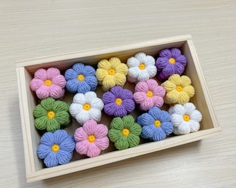 5/10/15/20 Puff Flower Crochet Applique For Sweater Decoration, 3D Puff Flower Applique Scrapbooking, White Daisy Flower Patch  For Clothes