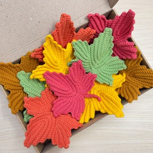 3/5 Stück Ahornblatt Applikation Motiv Verschönerung, häkeln Herbst Blatt Applikation Patch Set für Thanksgiving Dekoration, Herbst Nähen Geschenk