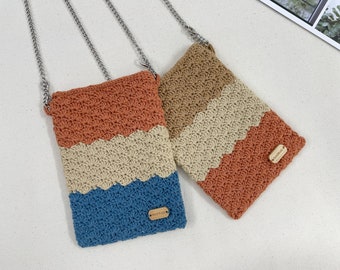 Cute Crochet Crossbody Bag Small, Modern Crochet Purse Cross Body, Minimalist Phone Bag, Small Crossbody Bag, Handmade Crochet Bag For Women