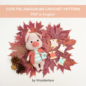 Kawaii Pig Amigurumi Crochet PDF Pattern in English, Cute Crochet Pig Tutorial Instant Download Crochet Pattern PDF, DIY Amigurumi Pig Gifts