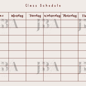 Class Schedule/ Time Table