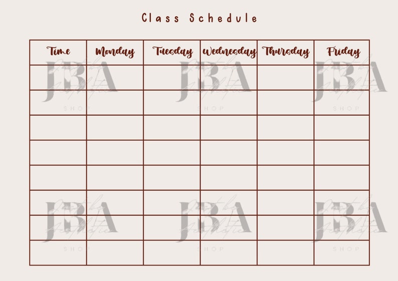 Class Schedule/ Time Table - Etsy