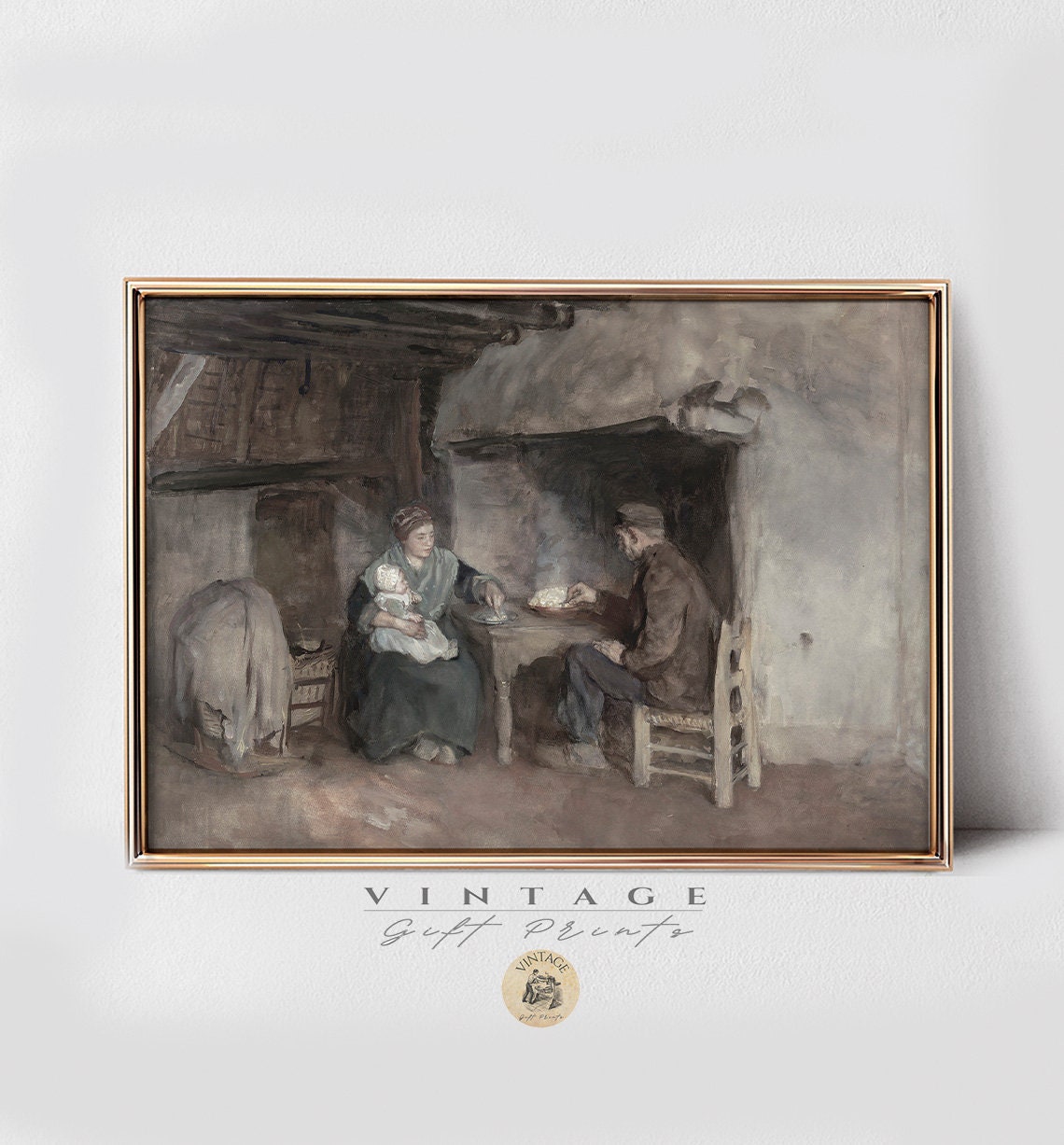 Lunch in A Peasant Family Watercolor Vintage Farmhouse Print Etsy