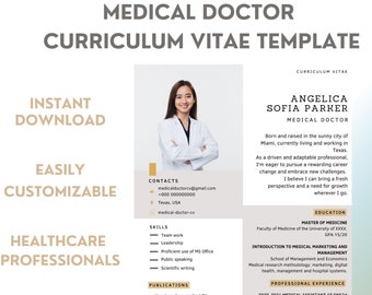 Not Your Boring CV | Medical Doctor CV Template | Curriculum Vitae Template | Healthcare Professional | Professional CV