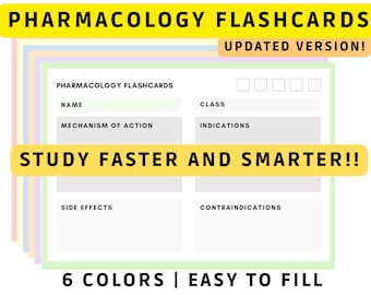 Printable Pharmacology FLASHCARD Template - study helper for medicine, nursing and pharma students!