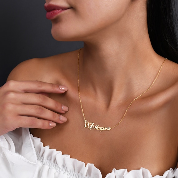 Name necklace with on sale butterfly