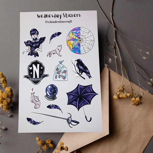 Wednesday Addams Sticker Sheet Nevermore Academy The Addams Family