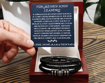 Sohn Geschenk | einzigartiges Armband mit veganem Leder | Weihnachtsgeschenke Sohn | Mutter Sohn Geschenk