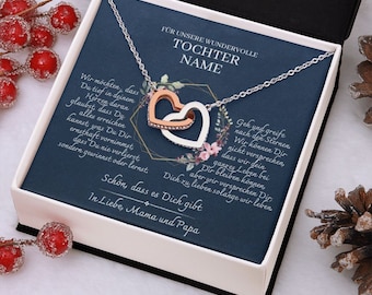 Tochter Geschenk - schöne Herz-Halskette | kleine Geschenke für Tochter | Mutter Tochter Kette | Kette personalisiert | 18k gold, Weihnacht