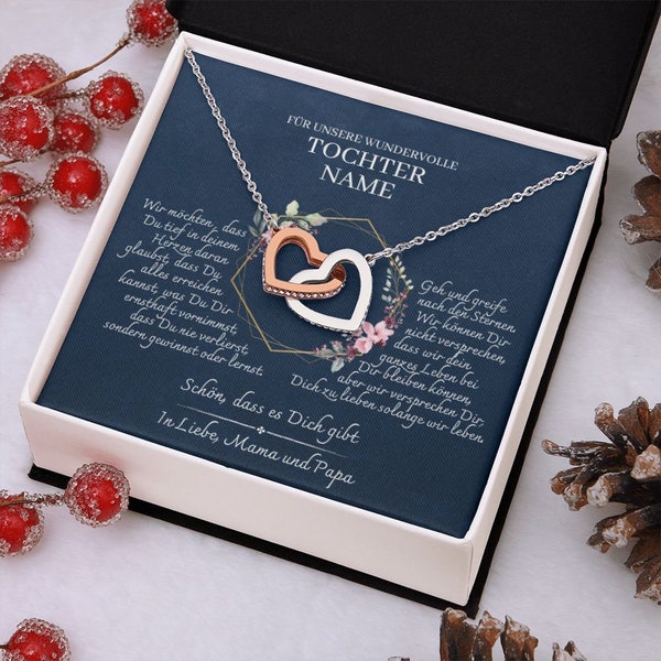 Tochter Geschenk - schöne Herz-Halskette | kleine Geschenke für Tochter | Mutter Tochter Kette | Kette personalisiert | 18k gold, Weihnacht