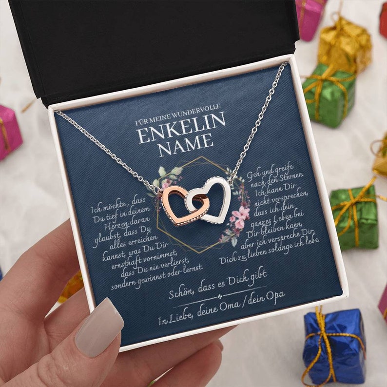 Enkelin Geschenk - wunderschöne Ineinandergreifende Herz-Halskette | kleine Geschenke für Enkelin | Oma Enkelin Kette | Kette